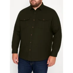 Bigdude Plain Flannel Long Sleeve Shirt Dark Olive 13 Bigdude Plain Flannel Long Sleeve Shirt Dark Olive -Big Dude Clothing Shop 622db6af life2 us24ls02 87 darkolive