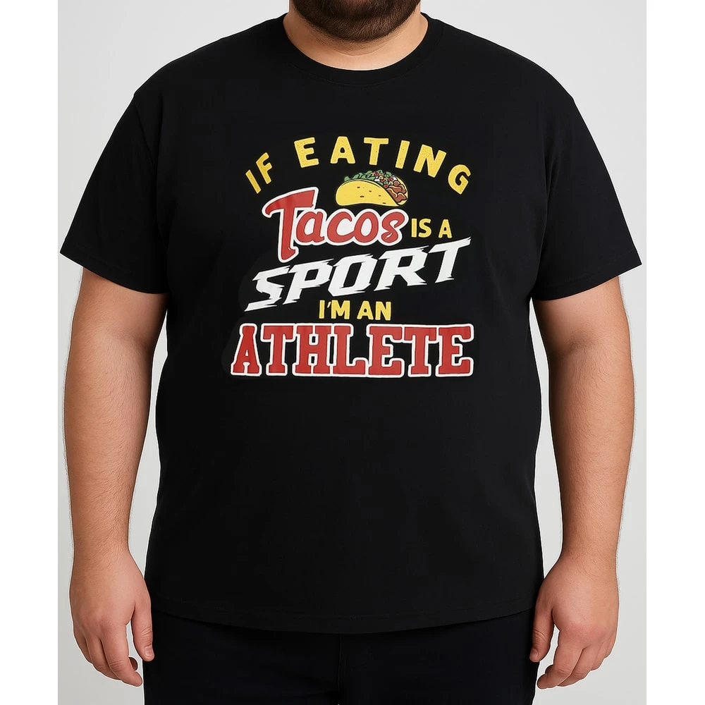 Bigdude Tacos Is A Sport Print T-Shirt Black 5 Bigdude Tacos Is A Sport Print T-Shirt Black - Image 5