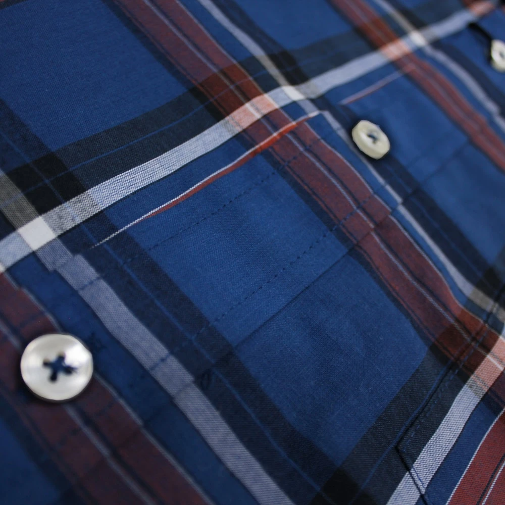 Bigdude Short Sleeve Check Shirt Blue 6 Bigdude Short Sleeve Check Shirt Blue - Image 6