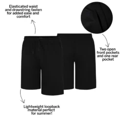 Bigdude Loop Back Jogger Shorts Black -Big Dude Clothing Shop 64a186ed bd20lsh0120black
