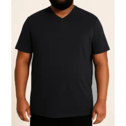 Bigdude Plain V-Neck T-Shirt Black -Big Dude Clothing Shop 65f93d50 life1 us21ts13 01 black