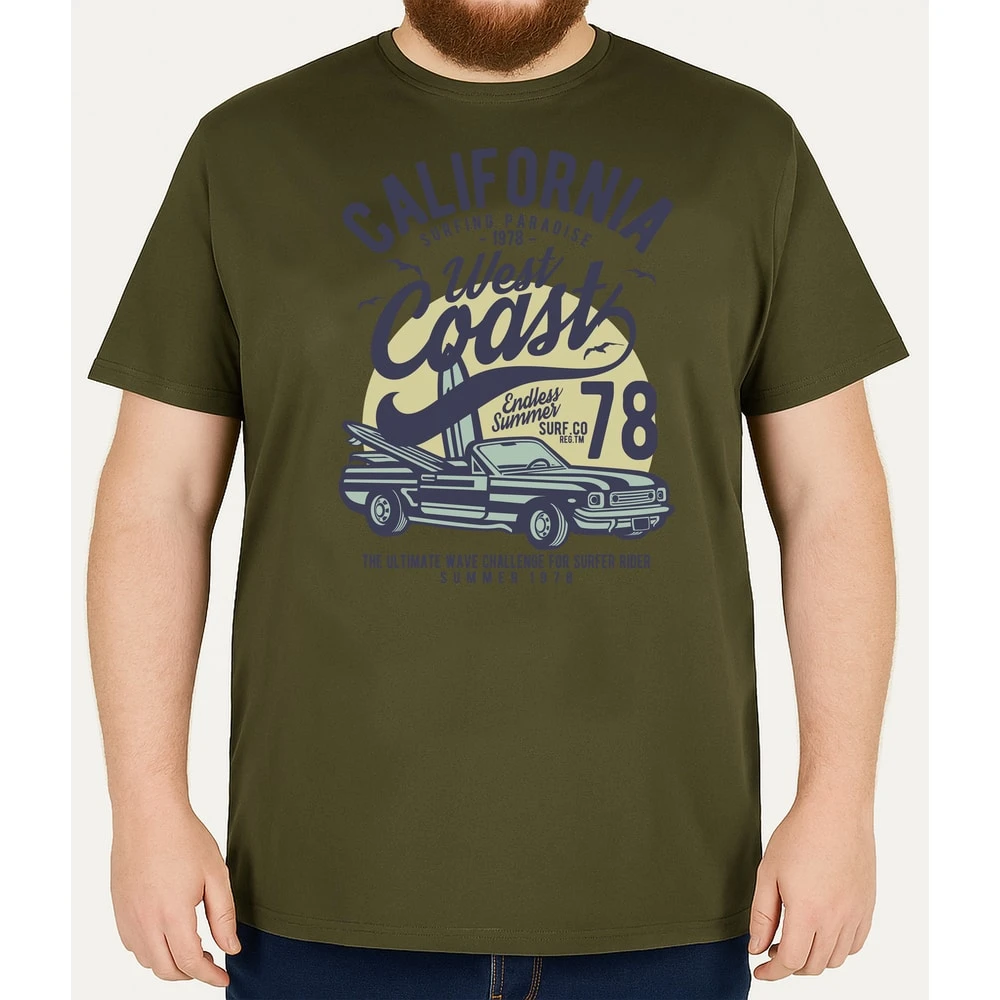 Bigdude West Coast Print T-Shirt Khaki 3 Bigdude West Coast Print T-Shirt Khaki - Image 3