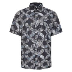 Bigdude Circles Allover Printed Short Sleeve Shirt Charcoal