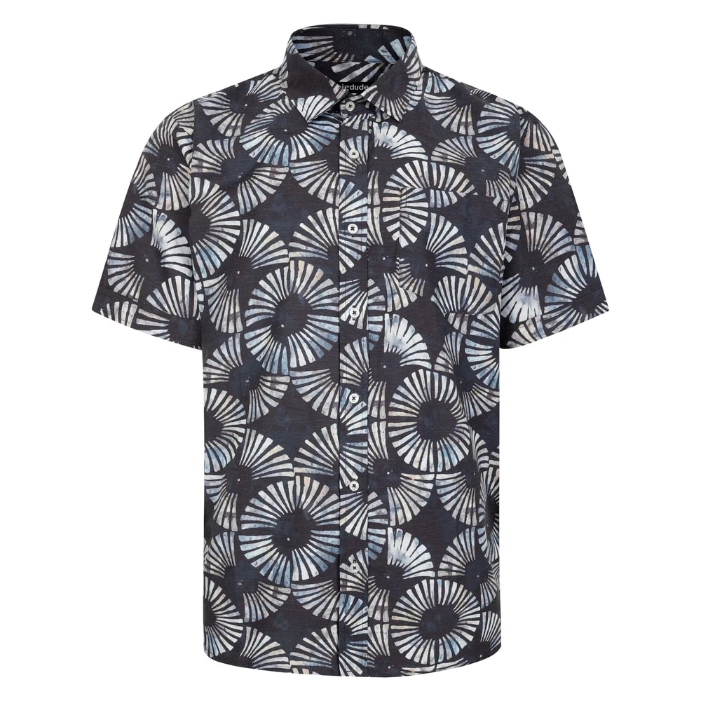 Bigdude Circles Allover Printed Short Sleeve Shirt Charcoal 1 Bigdude Circles Allover Printed Short Sleeve Shirt Charcoal
