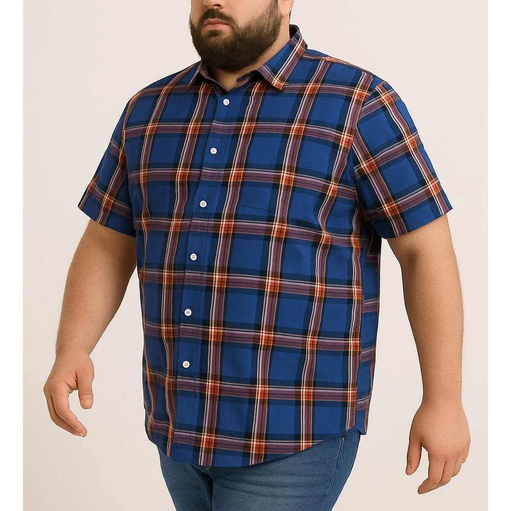 Bigdude Short Sleeve Check Shirt Blue 8 Bigdude Short Sleeve Check Shirt Blue - Image 8