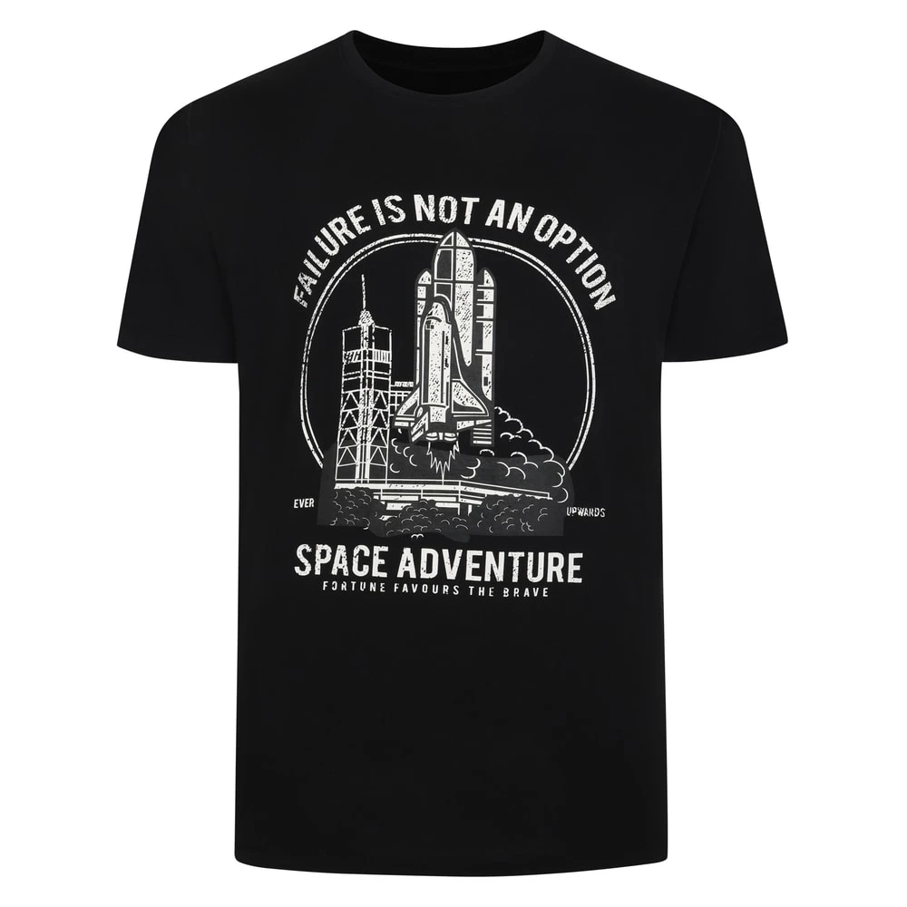 Bigdude Space Adventure Print T-Shirt Black 1 Bigdude Space Adventure Print T-Shirt Black