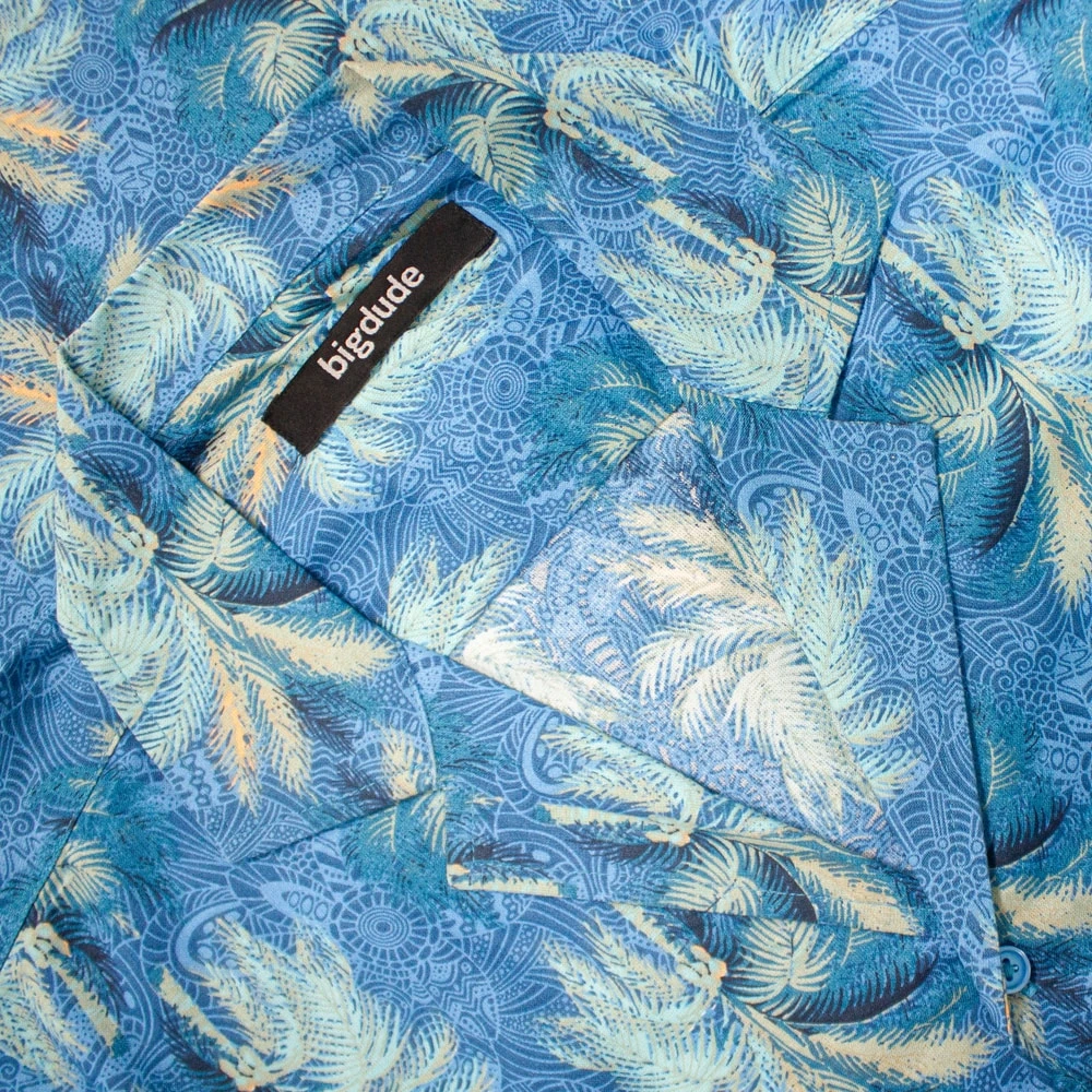 Bigdude Palms Viscose Relaxed Collar Shirt Blue 3 Bigdude Palms Viscose Relaxed Collar Shirt Blue - Image 3