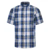 Bigdude Cutaway Collar Checked Shirt Royal Blue/White