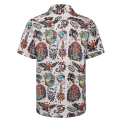 Bigdude Relaxed Collar Vintage Tattoo Short Sleeve Shirt Cream -Big Dude Clothing Shop 6fdf6745 b97450e2 bd25ss19 26 2