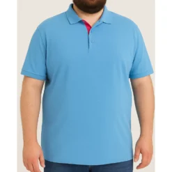 Bigdude Contrast Placket Polo Shirt Bright Blue -Big Dude Clothing Shop 70f6d726 life1 us24p17 112 brightblue