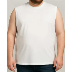 Bigdude Plain Sleeveless T-Shirt White 10 Bigdude Plain Sleeveless T-Shirt White -Big Dude Clothing Shop 72cc70c7 life1 us20pv01 04 white