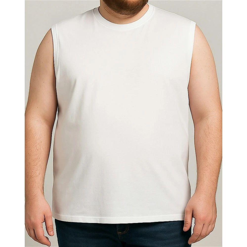 Bigdude Plain Sleeveless T-Shirt White 4 Bigdude Plain Sleeveless T-Shirt White - Image 4