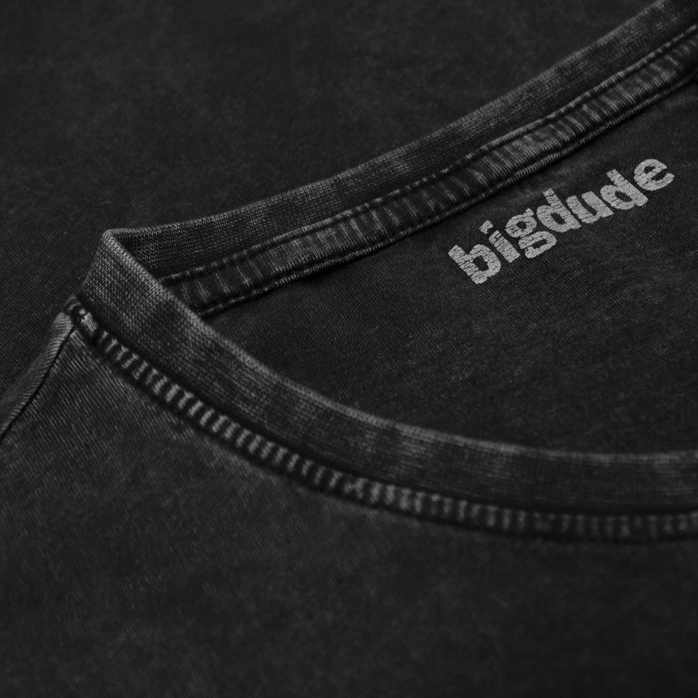 Bigdude Acid Wash Gasoline Print T-Shirt Washed Black 2 Bigdude Acid Wash Gasoline Print T-Shirt Washed Black - Image 2
