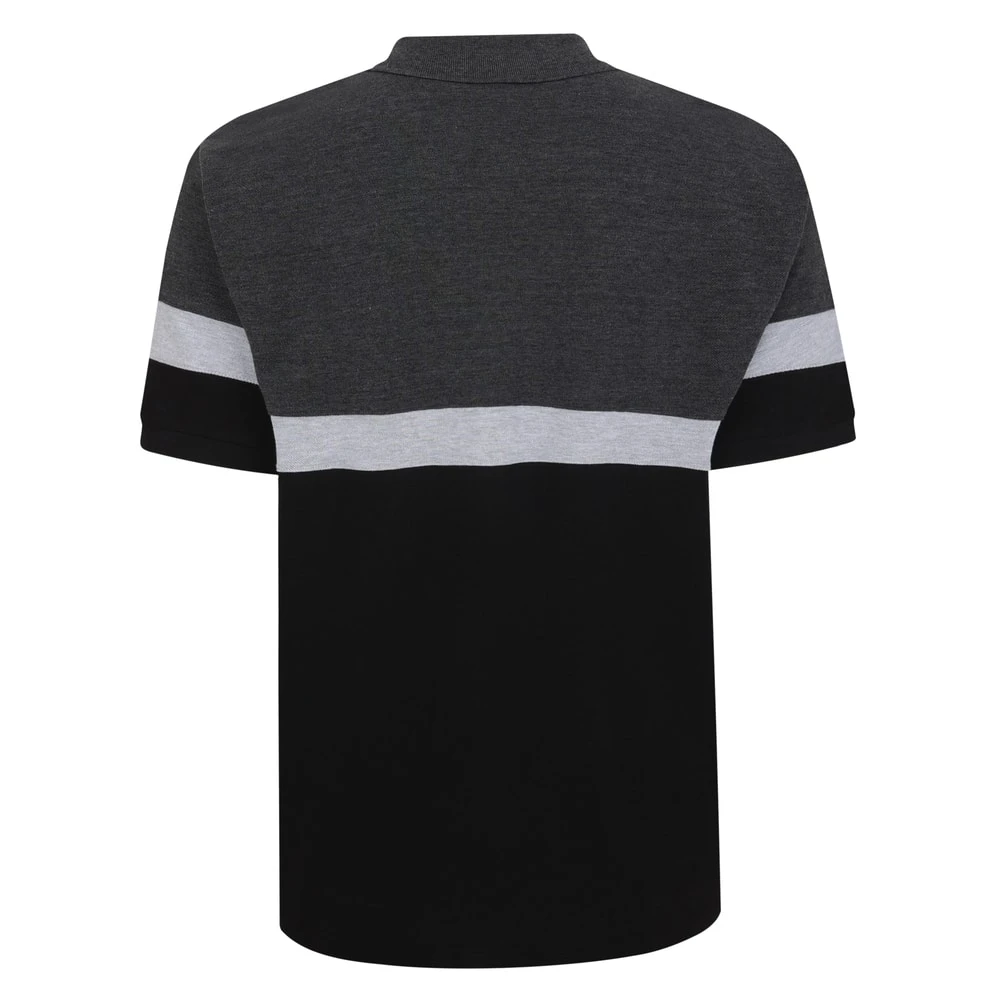 Bigdude Pique Colour Block Polo Shirt Charcoal Marl 2 Bigdude Pique Colour Block Polo Shirt Charcoal Marl - Image 2