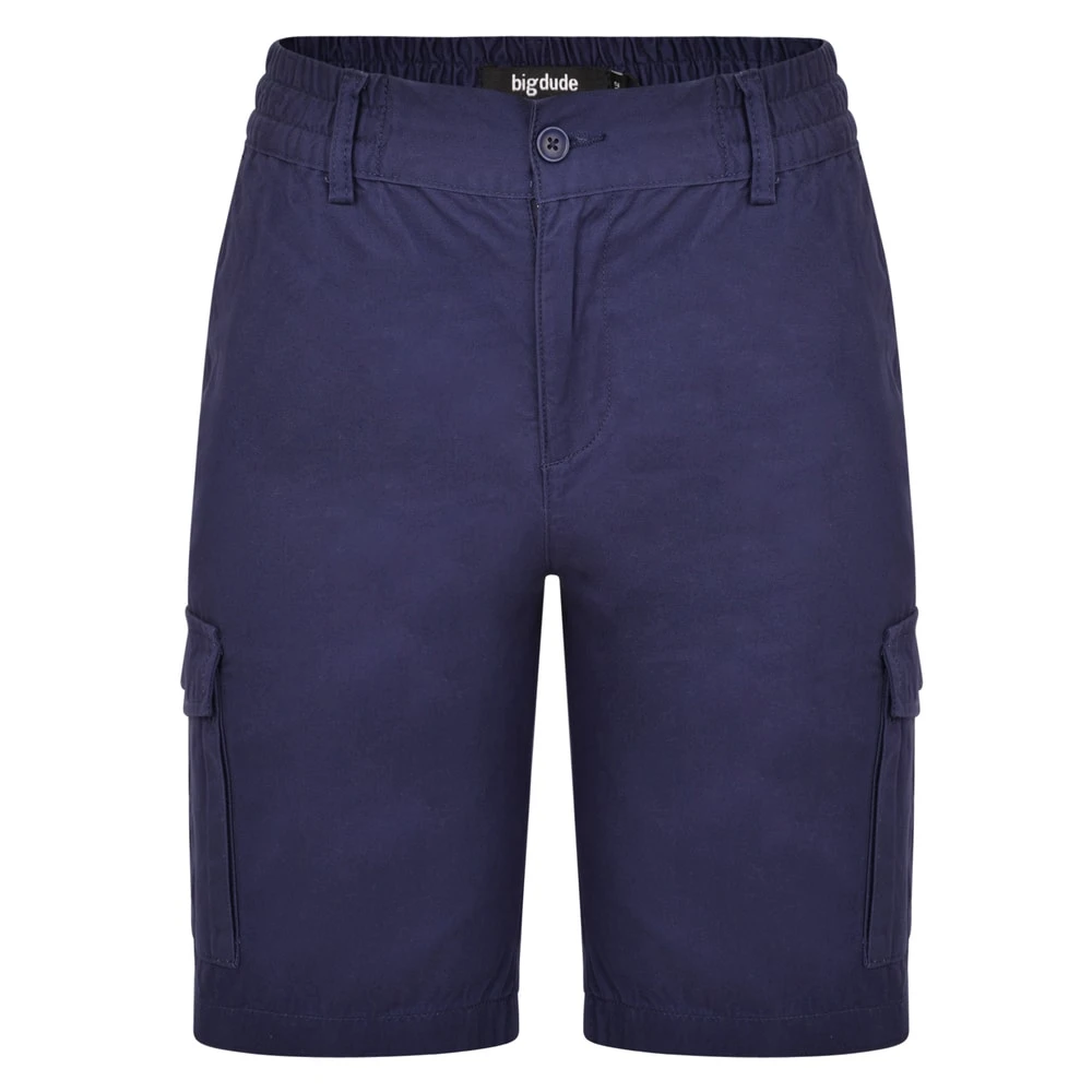 Bigdude Elasticated Waist Cargo Shorts Navy 1 Bigdude Elasticated Waist Cargo Shorts Navy