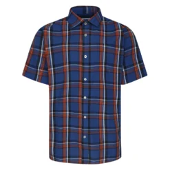 Bigdude Short Sleeve Check Shirt Blue