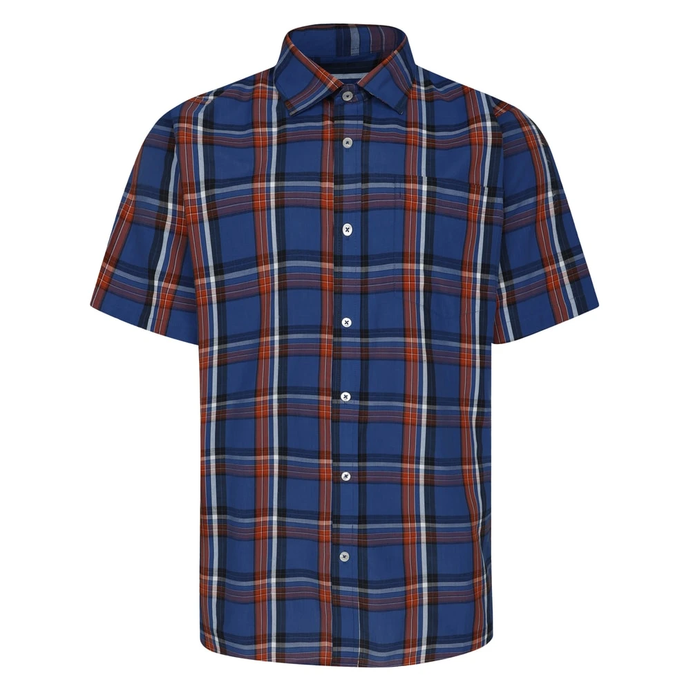 Bigdude Short Sleeve Check Shirt Blue 1 Bigdude Short Sleeve Check Shirt Blue