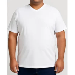 Bigdude Plain V-Neck T-Shirt White -Big Dude Clothing Shop 747cf7b7 life1 us21ts13 04 white