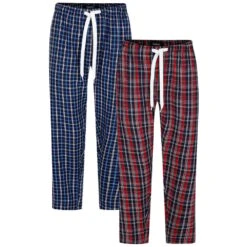 Bigdude Twin Pack Woven PJ Pants Blue/Red