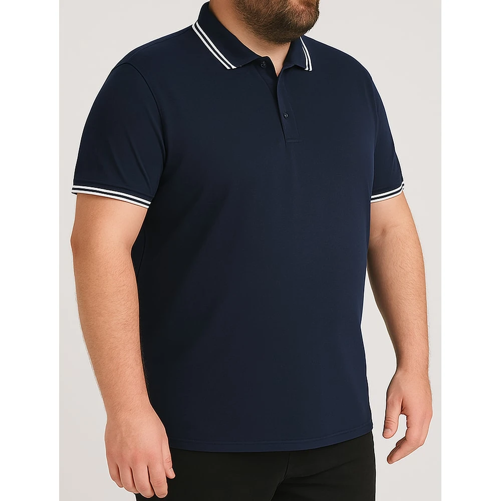 Bigdude Tipped Polo Shirt Navy 8 Bigdude Tipped Polo Shirt Navy - Image 8