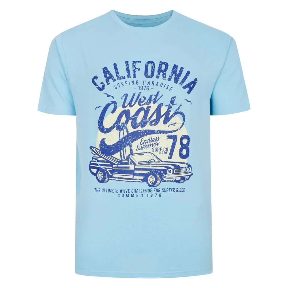 Bigdude California Print T-Shirt Light Blue 1 Bigdude California Print T-Shirt Light Blue