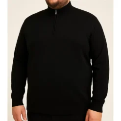 Bigdude Half Zip Knitted Jumper Black -Big Dude Clothing Shop 80aa96fa life1 us21jmp05 01 black