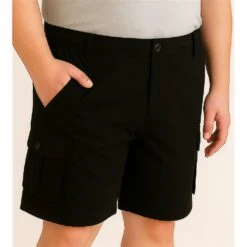 Bigdude Light Weight Elasticated Waist Cargo Shorts Black -Big Dude Clothing Shop 80dc964b life2 us22sh06 01 black