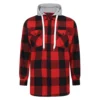 Bigdude Hooded Flannel Checked Shirt Red/Black