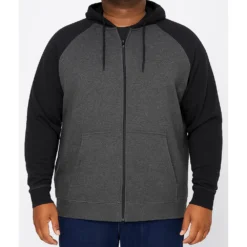 Bigdude Zip Thru Raglan Sleeve Hoody Black/Charcoal -Big Dude Clothing Shop 81c8c47d life1 us21h07 01 black