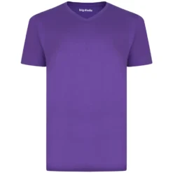 Bigdude Plain V-Neck T-Shirt Purple