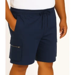 Bigdude Elasticated Waist Zip Pocket Cargo Shorts Navy -Big Dude Clothing Shop 841f190e life2 us25sh09 02 navy