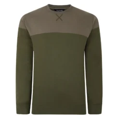 Bigdude Colour Block Jumper Khaki/Dark Khaki