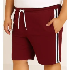 Bigdude Contrast Tape Loop Back Shorts Burgundy -Big Dude Clothing Shop 864398a8 life2 bd25sh31 10 burgundy