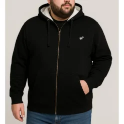 Bigdude Sherpa Lined Zip Hoody Black -Big Dude Clothing Shop 86731071 life1 us19szh 01 black