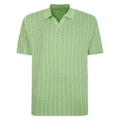 Bigdude Geometric Print Polo Shirt Lime Green