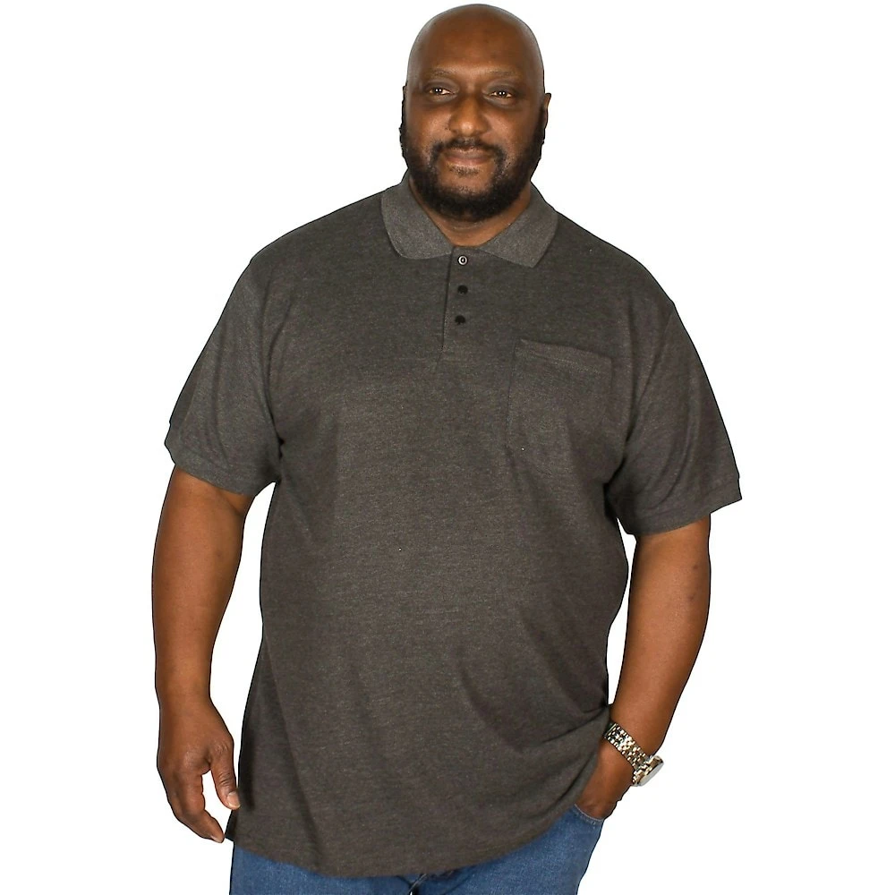 Bigdude Polo Shirt With Pocket Charcoal 2 Bigdude Polo Shirt With Pocket Charcoal - Image 2