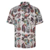 Bigdude Relaxed Collar Vintage Tattoo Short Sleeve Shirt Cream