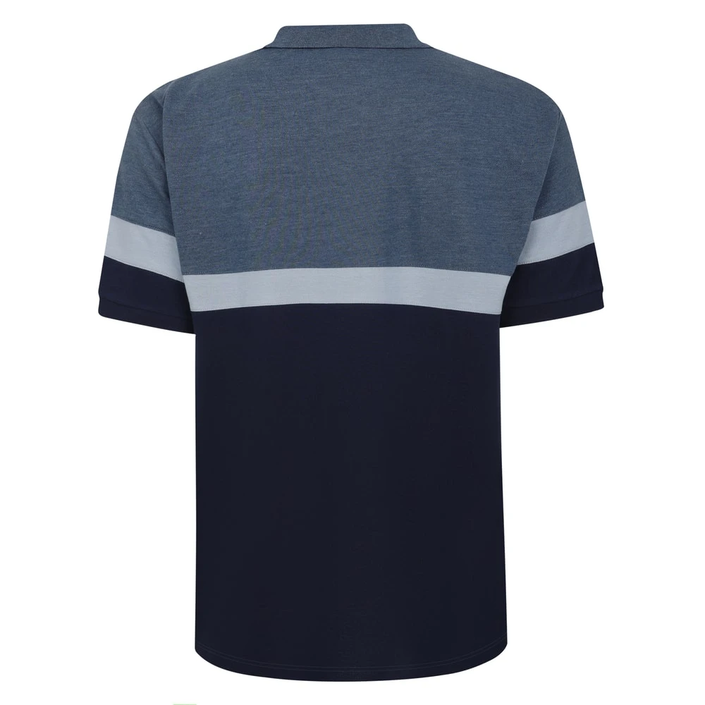 Bigdude Pique Colour Block Polo Shirt Denim 2 Bigdude Pique Colour Block Polo Shirt Denim - Image 2