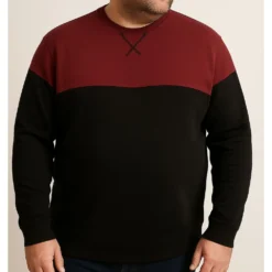Bigdude Colour Block Jumper Black/Burgundy -Big Dude Clothing Shop 98adacfb life1 us23jmp01 10 burgundy