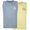 Bigdude Twin Pack Small Print Sleeveless T-Shirt Yellow/Light Blue