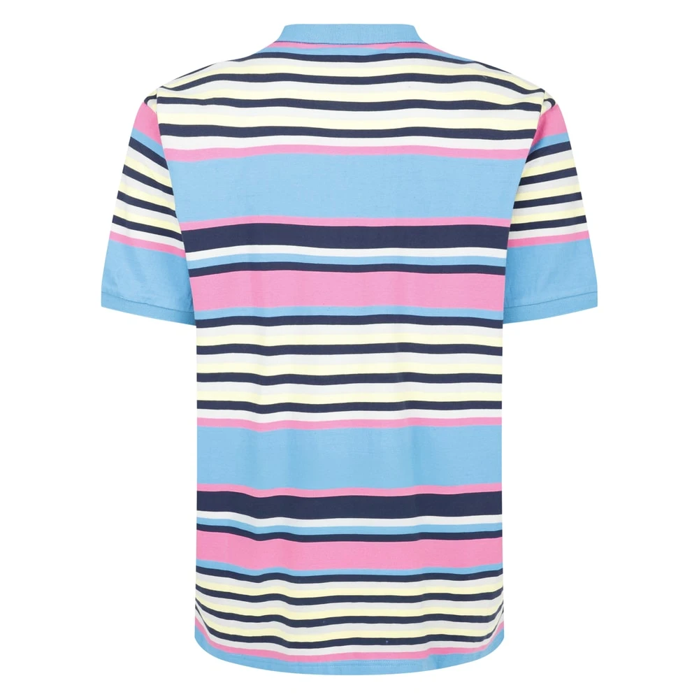 Bigdude Summer Stripe Polo Bright Blue 2 Bigdude Summer Stripe Polo Bright Blue - Image 2