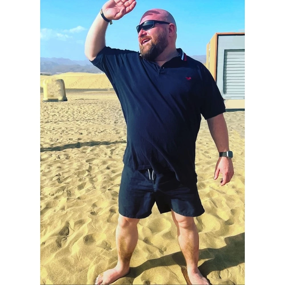 Bigdude Chunky Tipped Polo Shirt Navy 2 Bigdude Chunky Tipped Polo Shirt Navy - Image 2