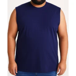 Bigdude Plain Sleeveless T-Shirt Navy 6 Bigdude Plain Sleeveless T-Shirt Navy -Big Dude Clothing Shop 9c6e81f4 cbf25030 life1 bd20pv01 02 navy