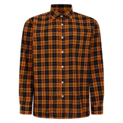 Bigdude Checked Poplin Long Sleeve Shirt Orange/Black