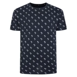 Bigdude AOP Palm Tree Print T-shirt Navy