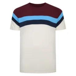 Bigdude Striped Colour Block T-Shirt Burgundy