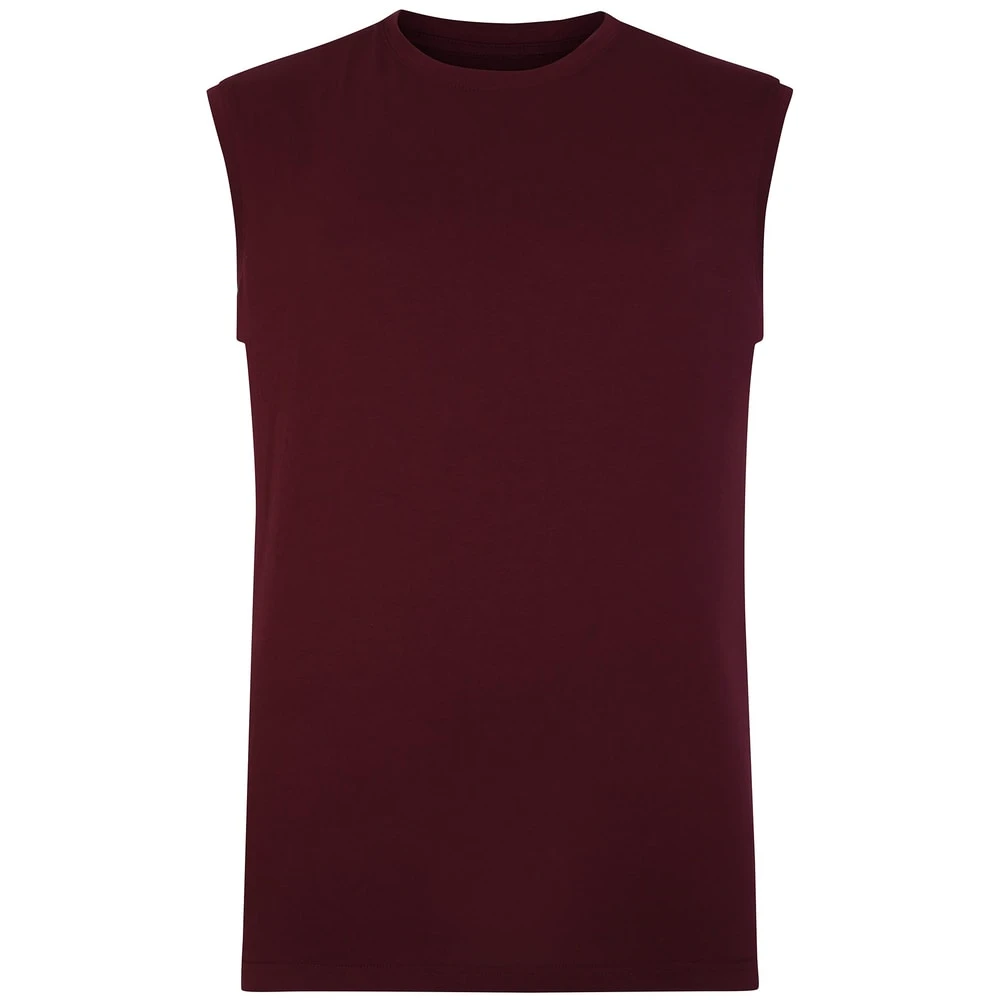 Bigdude Plain Sleeveless T-Shirt Burgundy 1 Bigdude Plain Sleeveless T-Shirt Burgundy