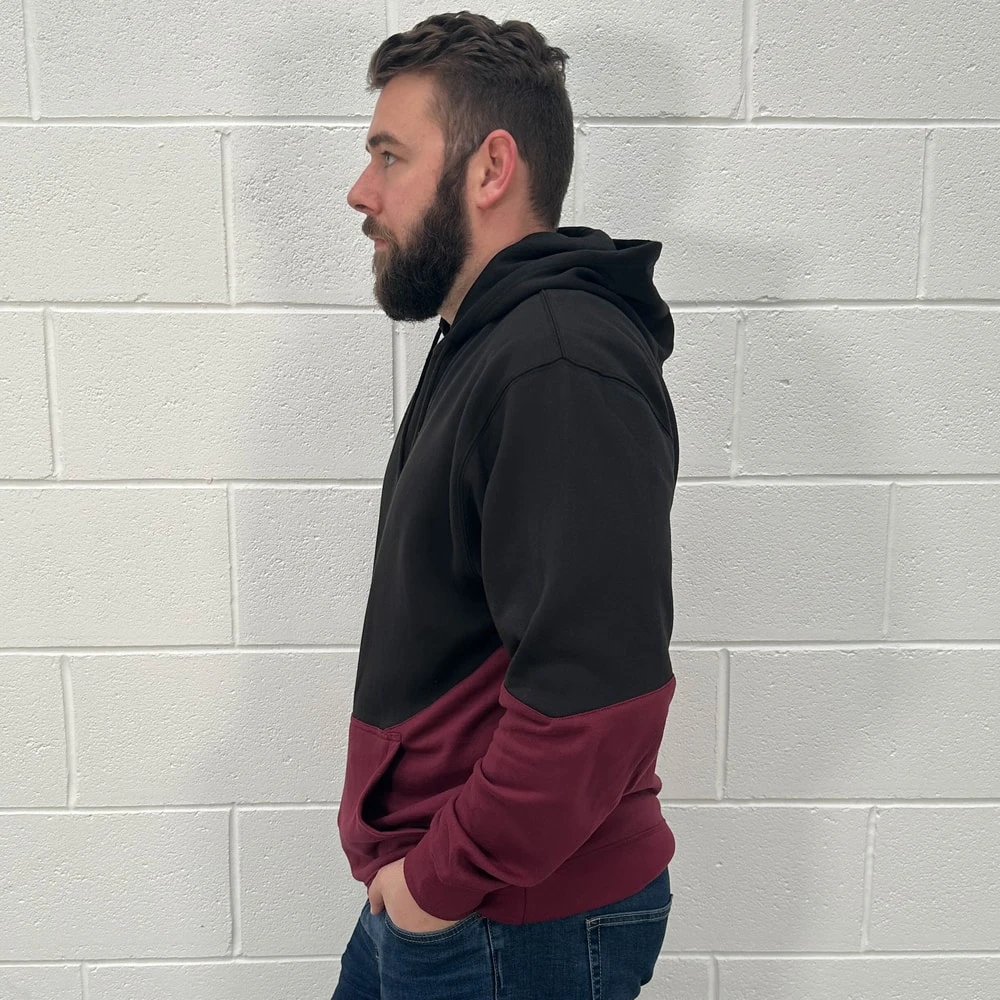 Bigdude Block Panel Hoody Black/Burgundy 5 Bigdude Block Panel Hoody Black/Burgundy - Image 5