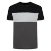 Bigdude Striped Cut & Sew T-Shirt Black/Grey/Charcoal