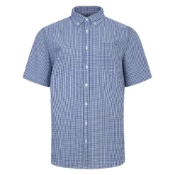 Bigdude Button Down Collar Checked Shirt Royal Blue/White